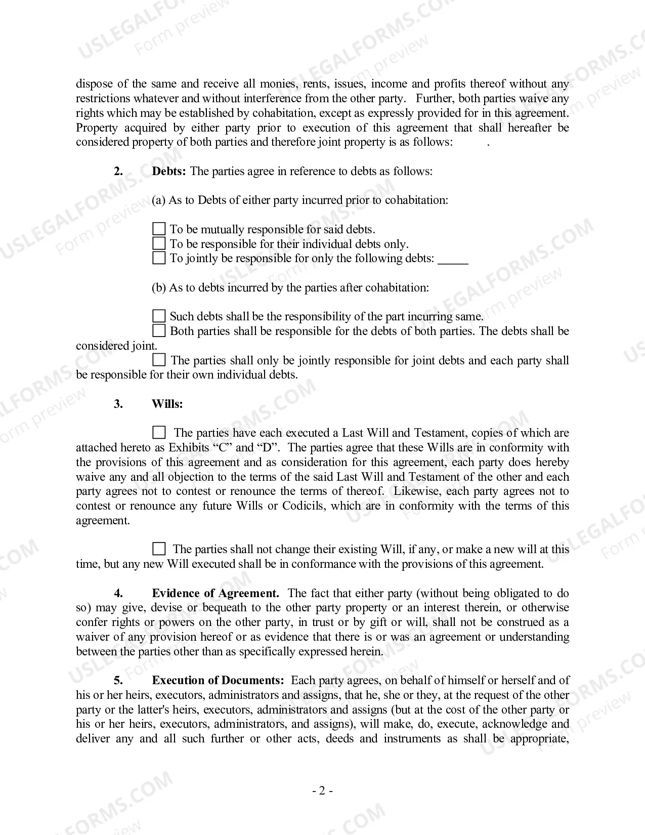 Preview Non-Marital Cohabitation Living Together Agreement