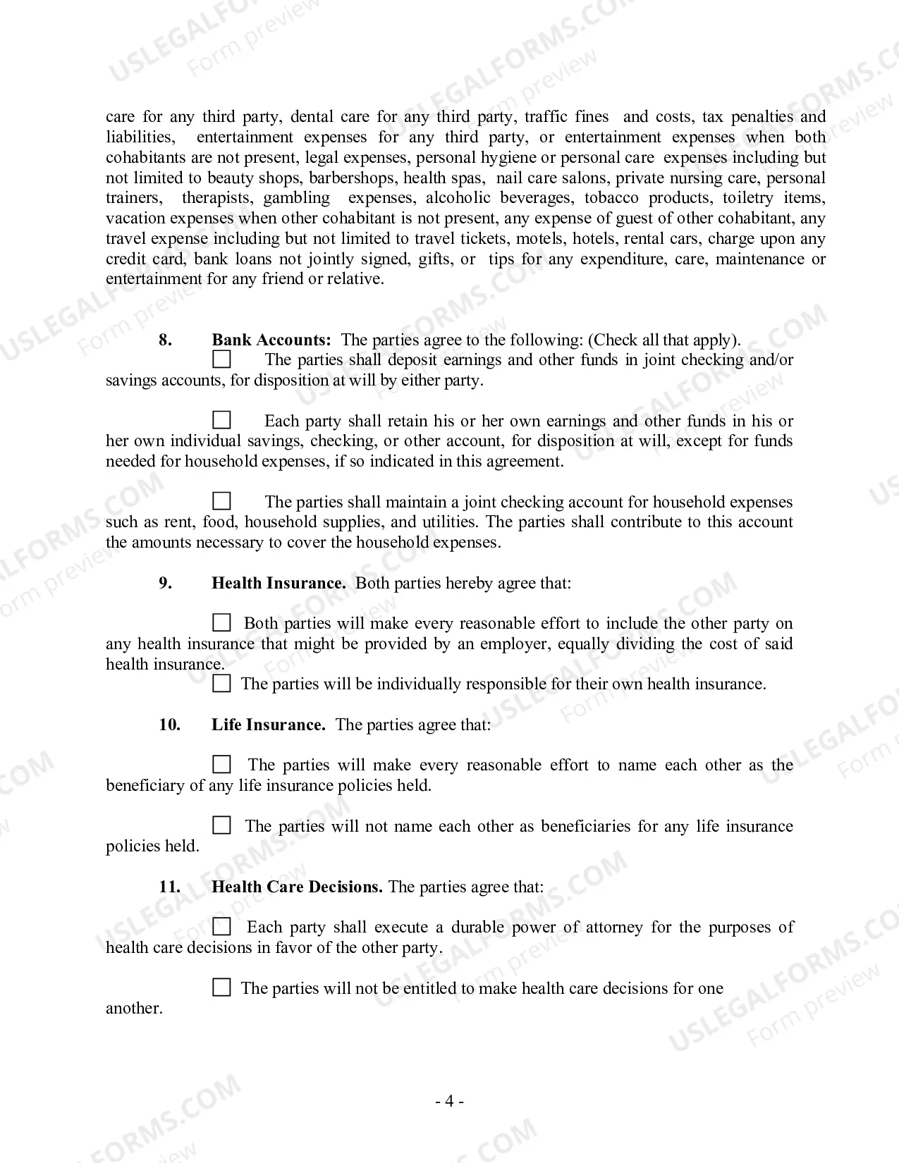Preview Non-Marital Cohabitation Living Together Agreement