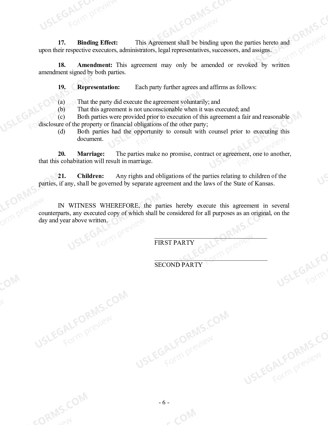 Preview Non-Marital Cohabitation Living Together Agreement