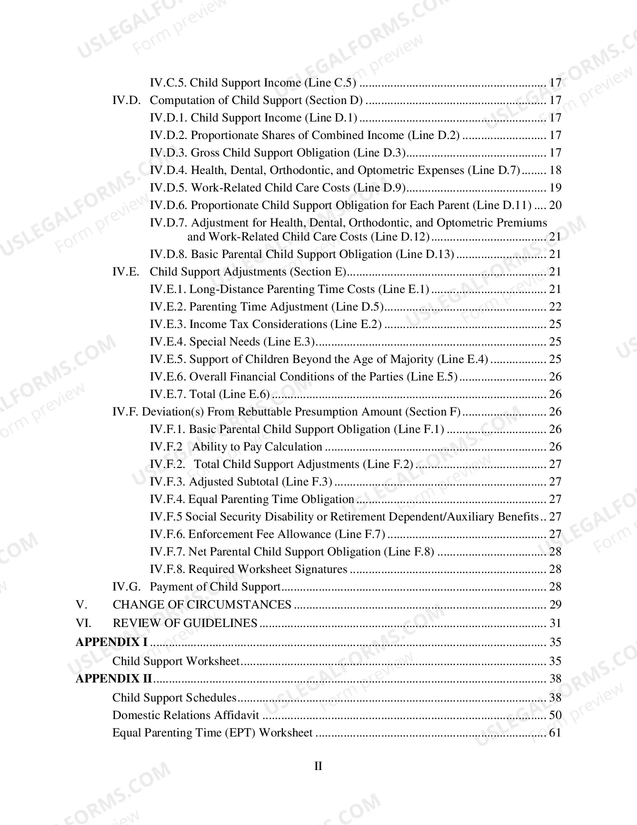 Preview Child Support Schedules