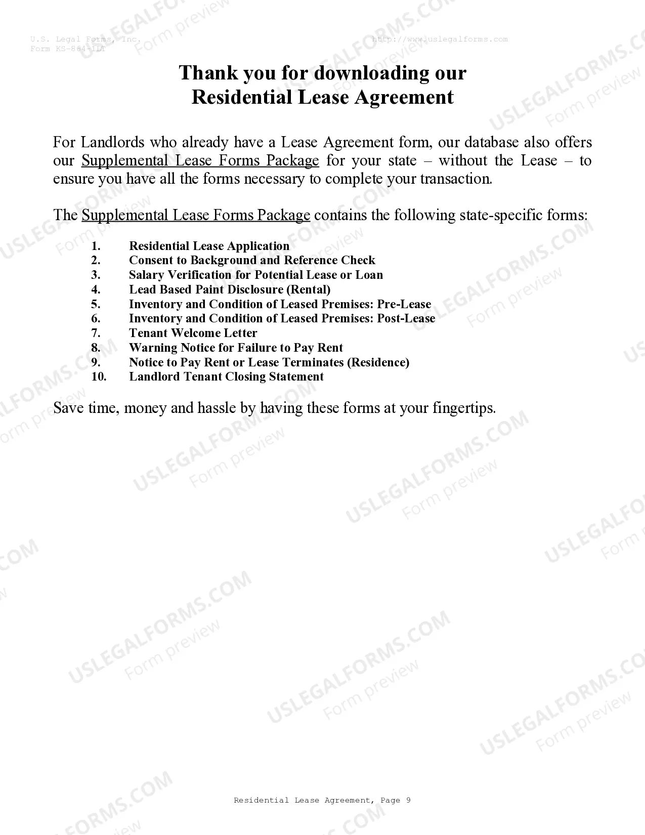 Preview Residential Lease or Rental Agreement for Month to Month