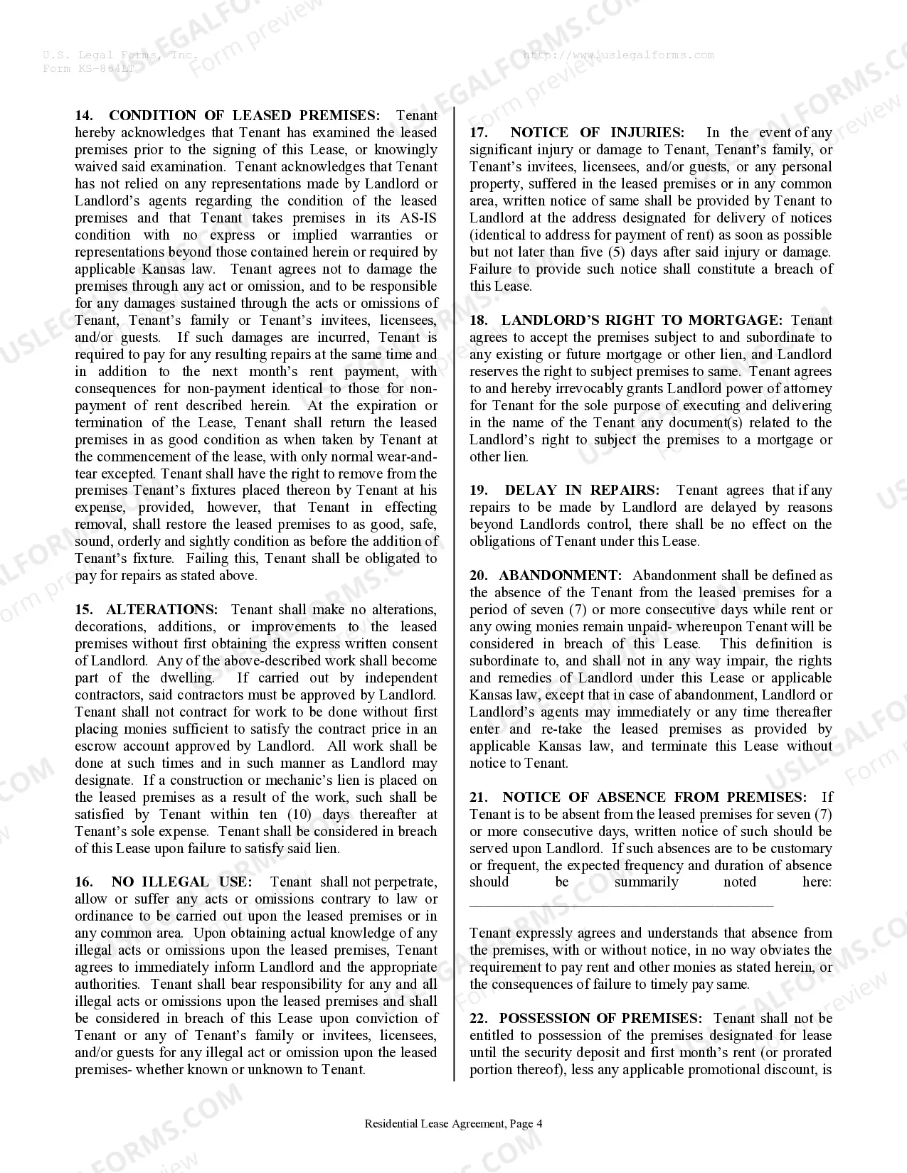 Preview Residential Rental Lease Agreement