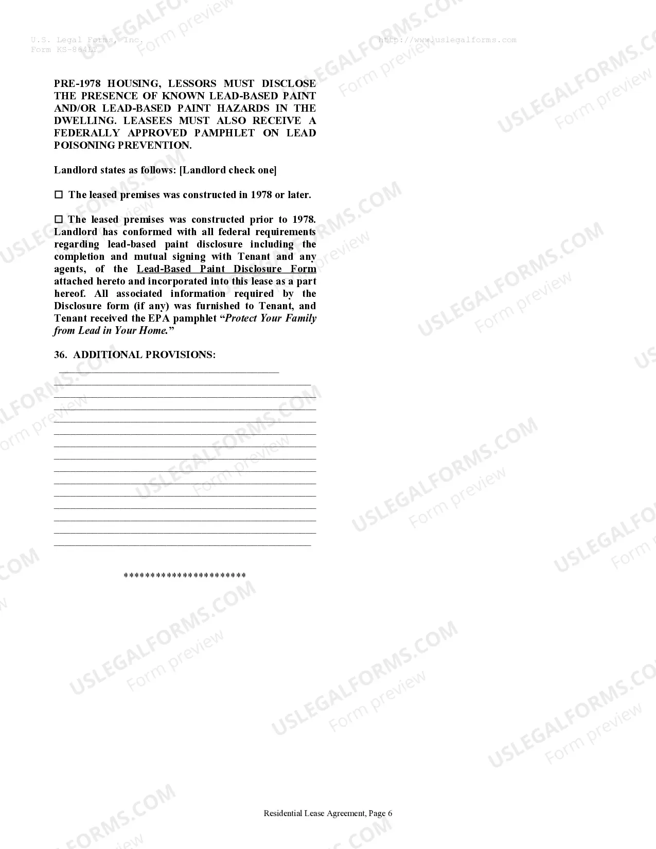 Preview Residential Rental Lease Agreement