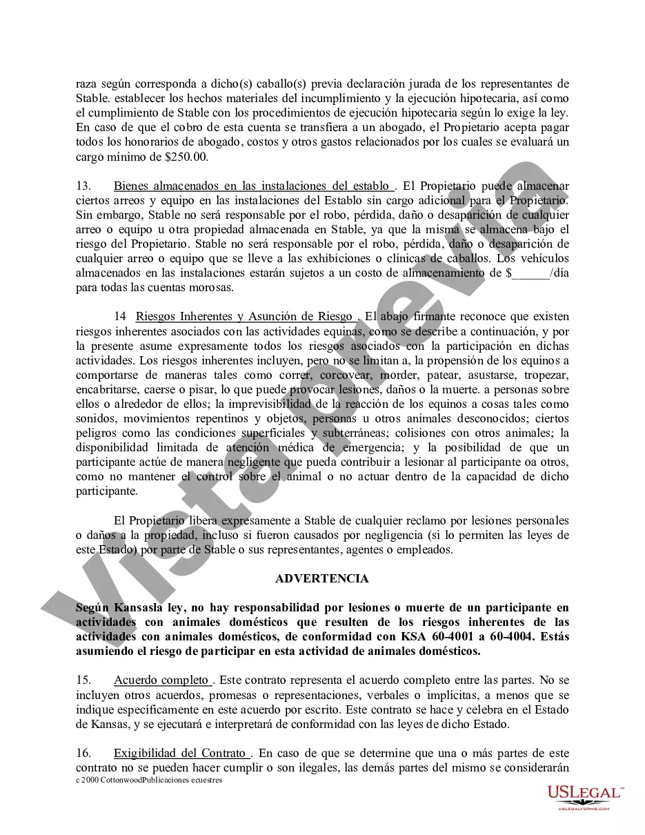 Preview Paquete de formularios equino Kansas Horse