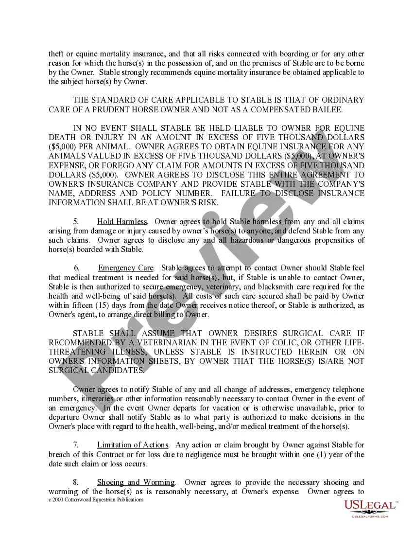 Preview Kansas Horse Equine Forms Package