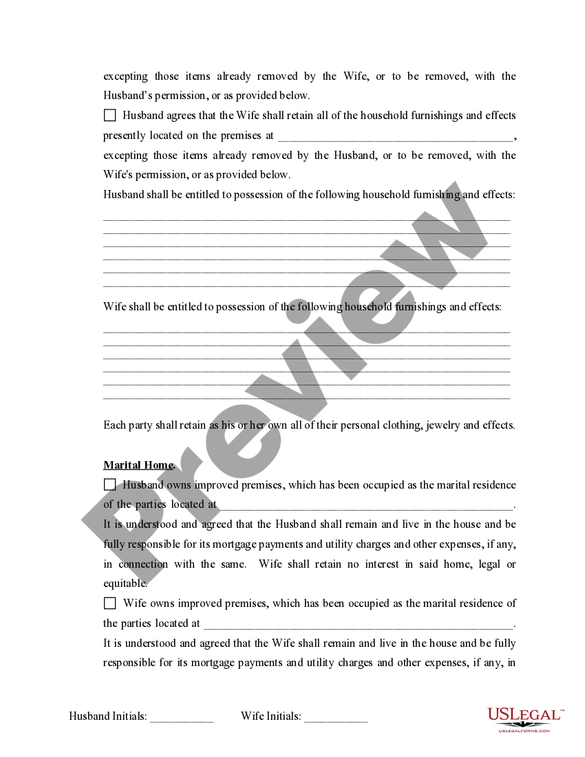 Kansas Marital Legal Separation and Property Settlement Agreement Minor