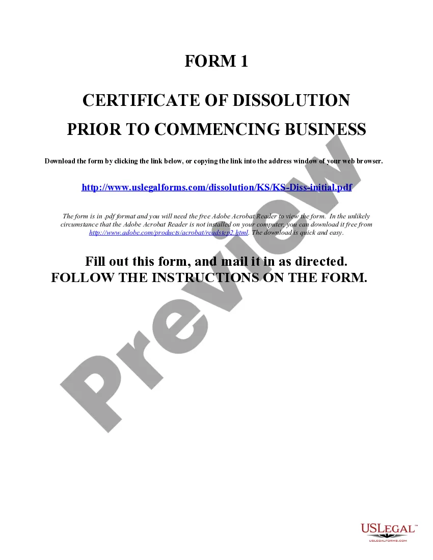 Get Kansas Dissolution Package to Dissolve Corporation Preview Kansas Dissolution Package to Dissolve Corporation