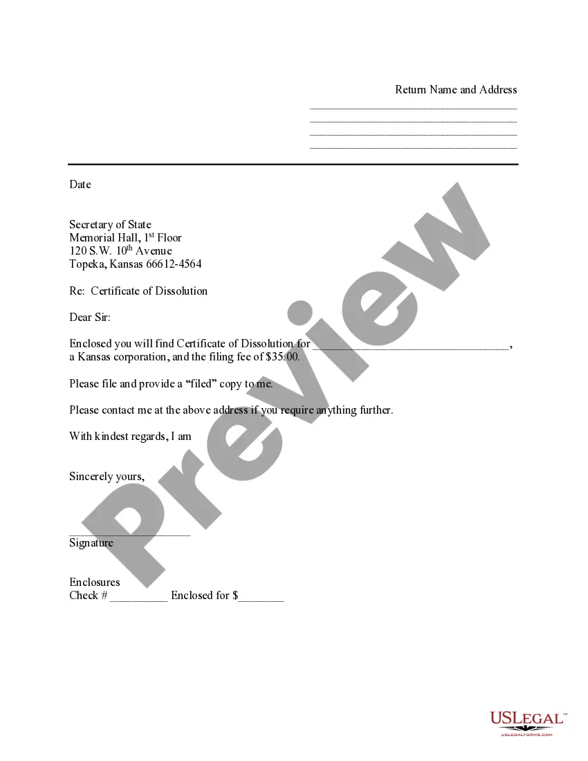 Get Kansas Dissolution Package to Dissolve Corporation Preview Kansas Dissolution Package to Dissolve Corporation