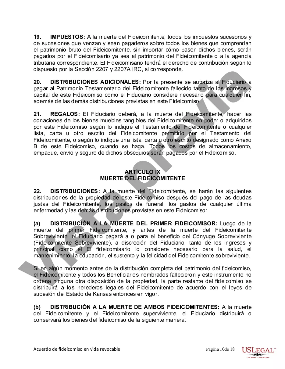 Preview Fideicomiso en vida para esposo y esposa sin hijos