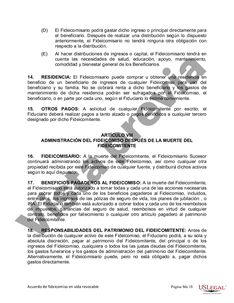 Preview Fideicomiso en vida para esposo y esposa sin hijos