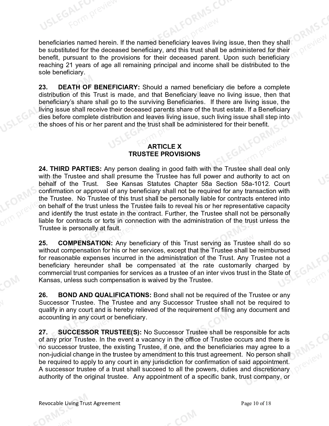 Preview Revocable Living Trust for Husband and Wife with No Children