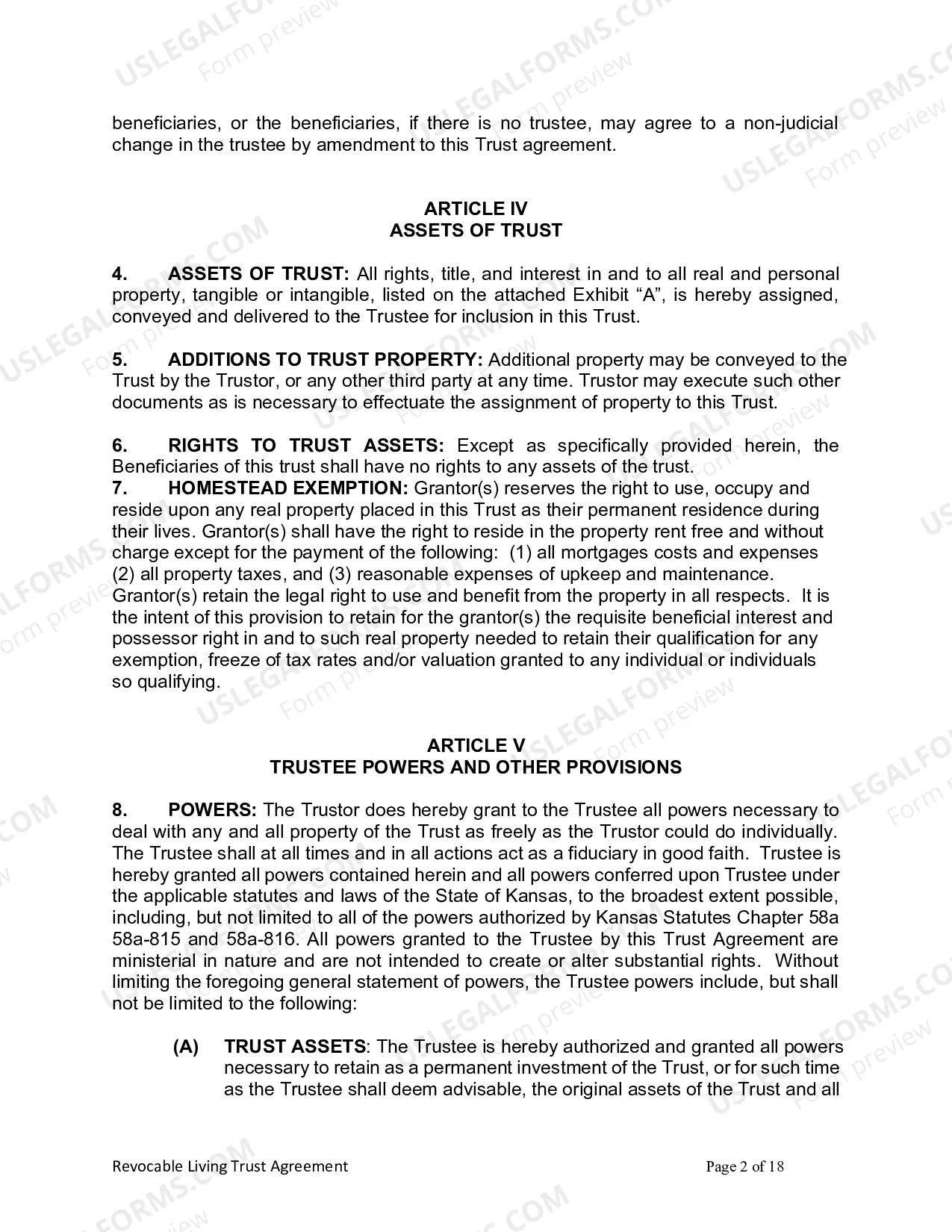 Preview Revocable Living Trust for Husband and Wife with No Children