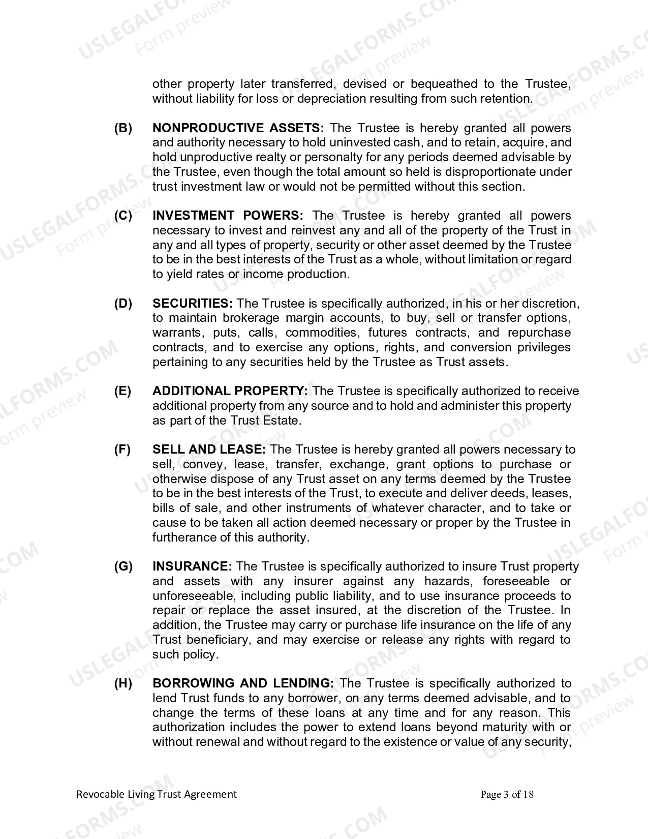 Preview Revocable Living Trust for Husband and Wife with No Children