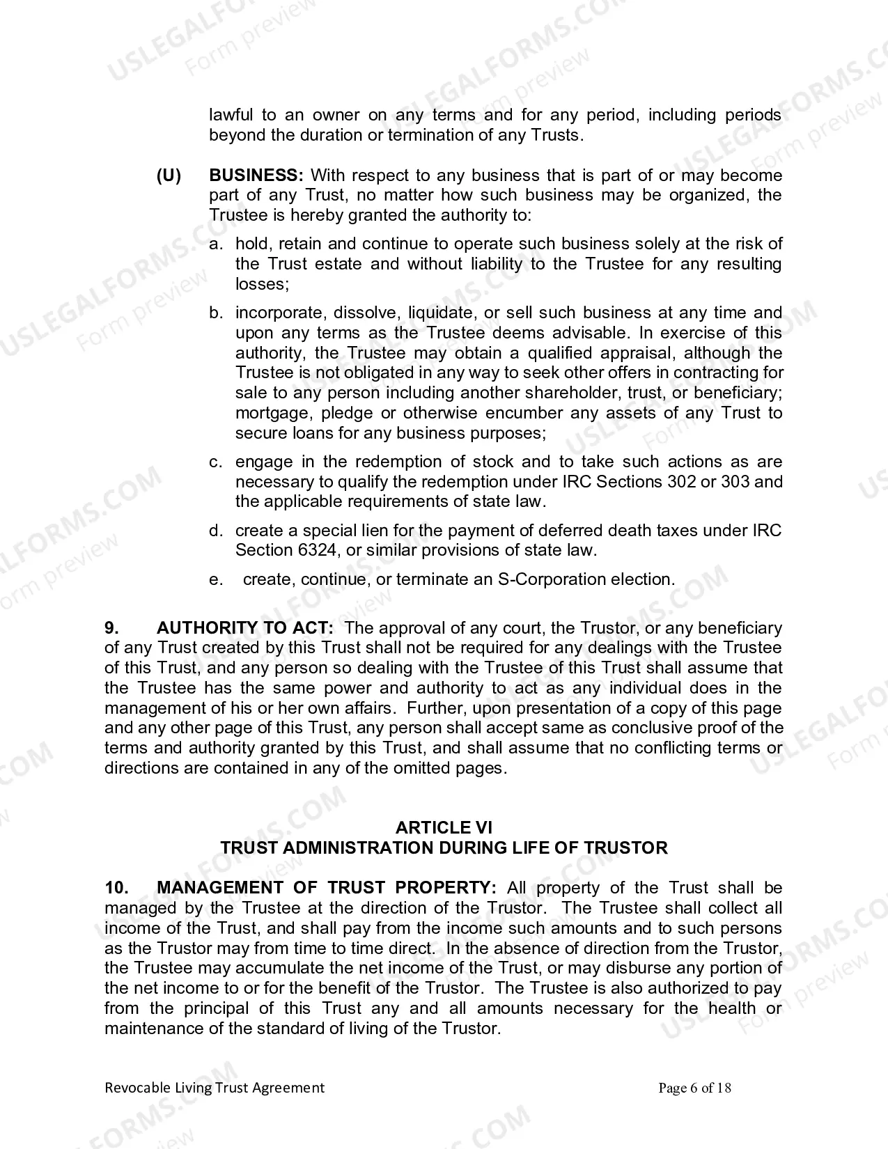 Preview Revocable Living Trust for Husband and Wife with No Children