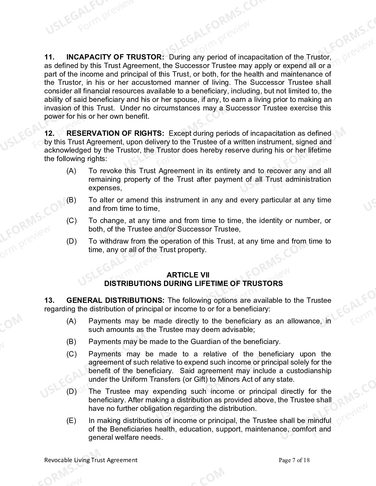 Preview Revocable Living Trust for Husband and Wife with No Children