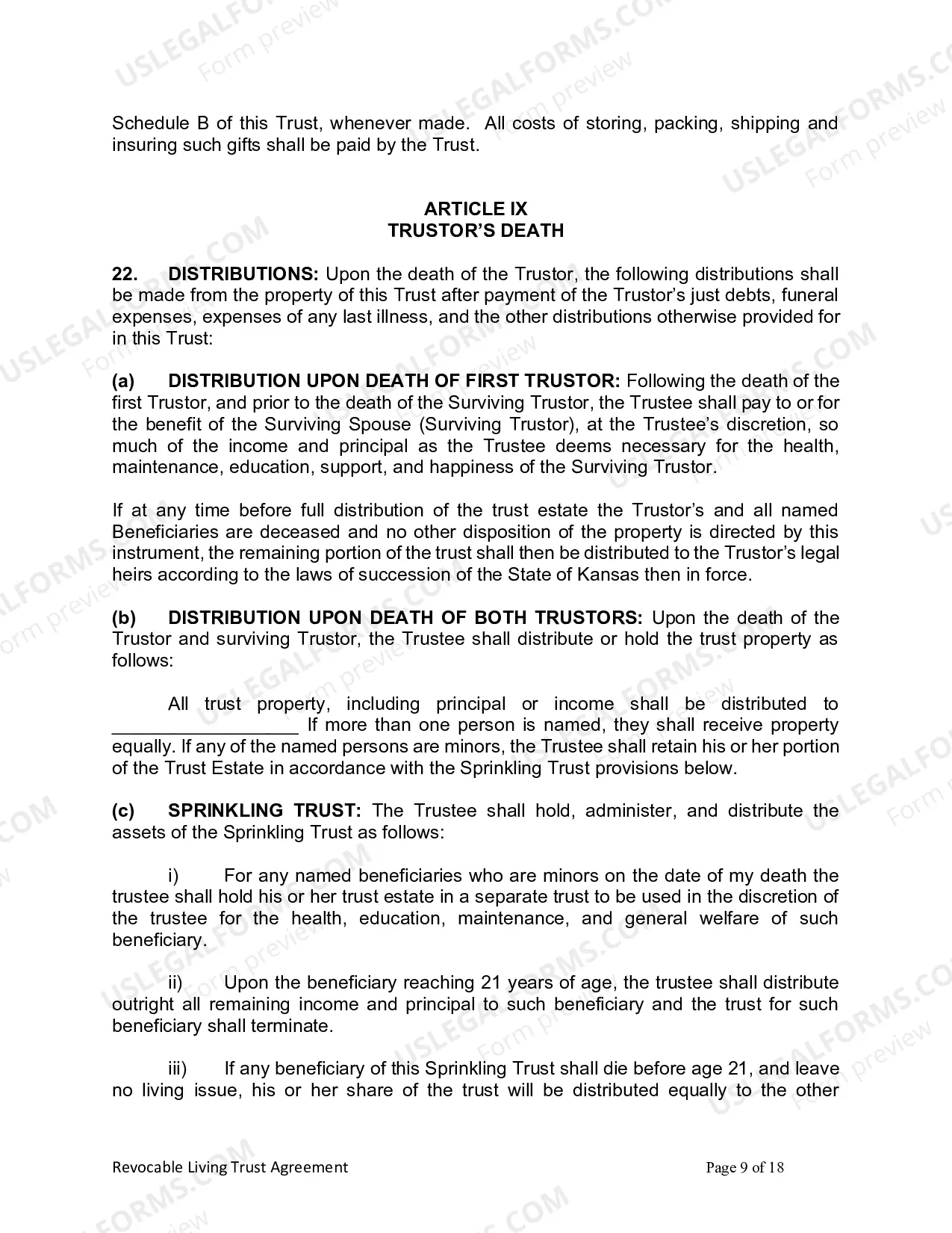 Preview Revocable Living Trust for Husband and Wife with No Children