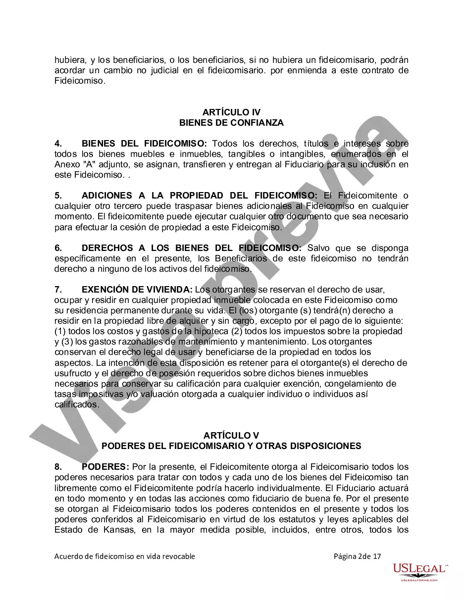 Preview Fideicomiso en Vida para Individuos Solteros, Divorciados o Viudos (o Viudos) sin Hijos