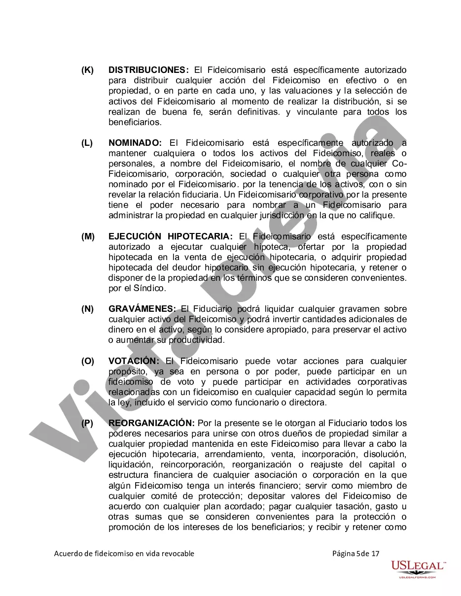 Preview Fideicomiso en Vida para Individuos Solteros, Divorciados o Viudos (o Viudos) sin Hijos