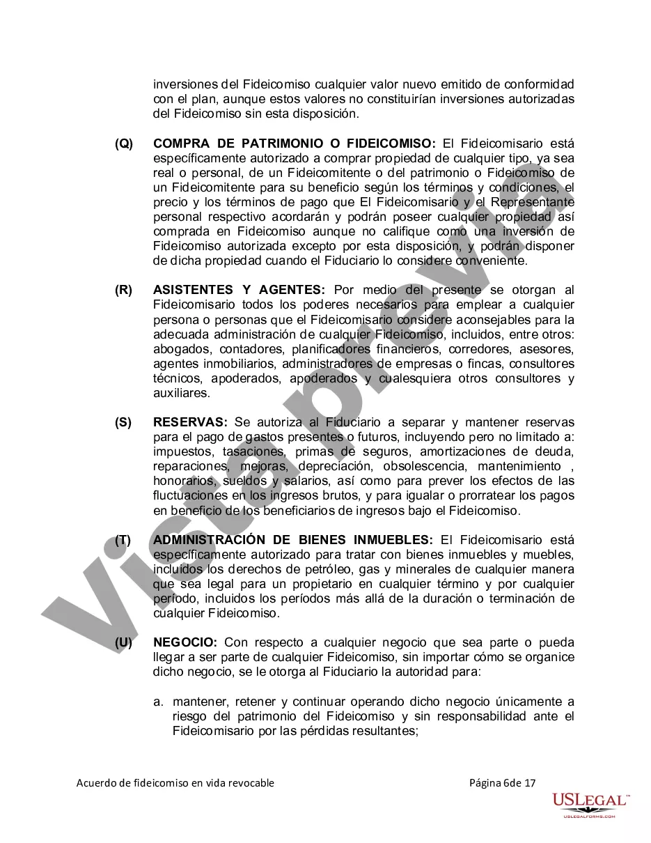 Preview Fideicomiso en Vida para Individuos Solteros, Divorciados o Viudos (o Viudos) sin Hijos