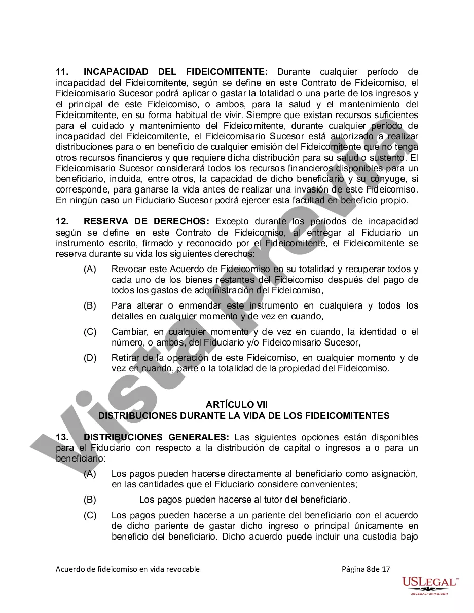 Preview Fideicomiso en Vida para Individuos Solteros, Divorciados o Viudos (o Viudos) sin Hijos