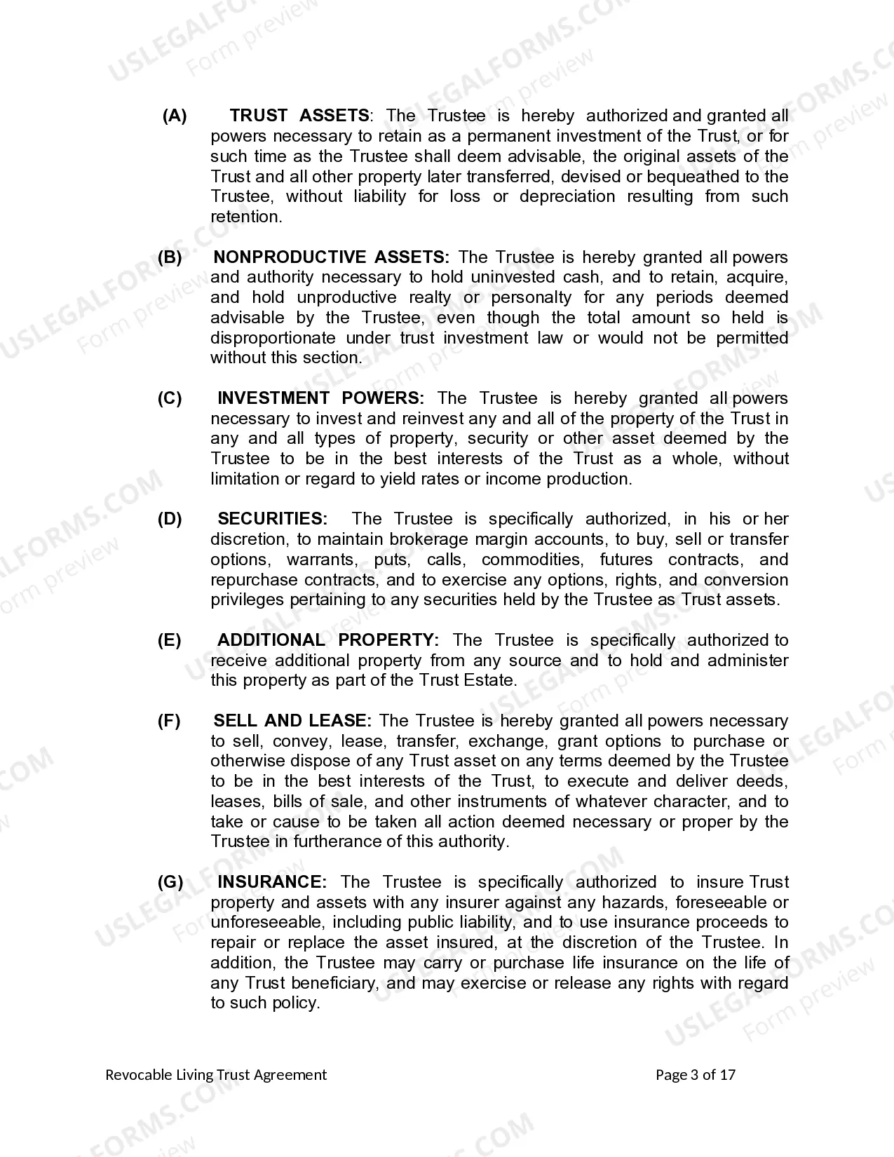 Preview Living Trust for Individual Who is Single, Divorced or Widow (or Widower) with No Children