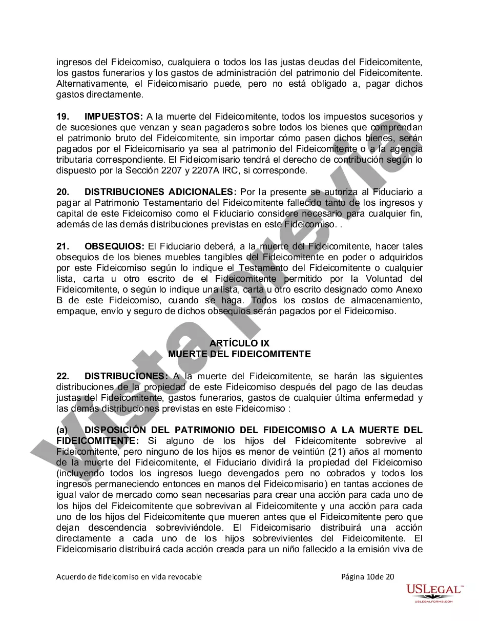 Preview Fideicomiso en vida para una persona soltera, divorciada o viuda (o viuda) con hijos