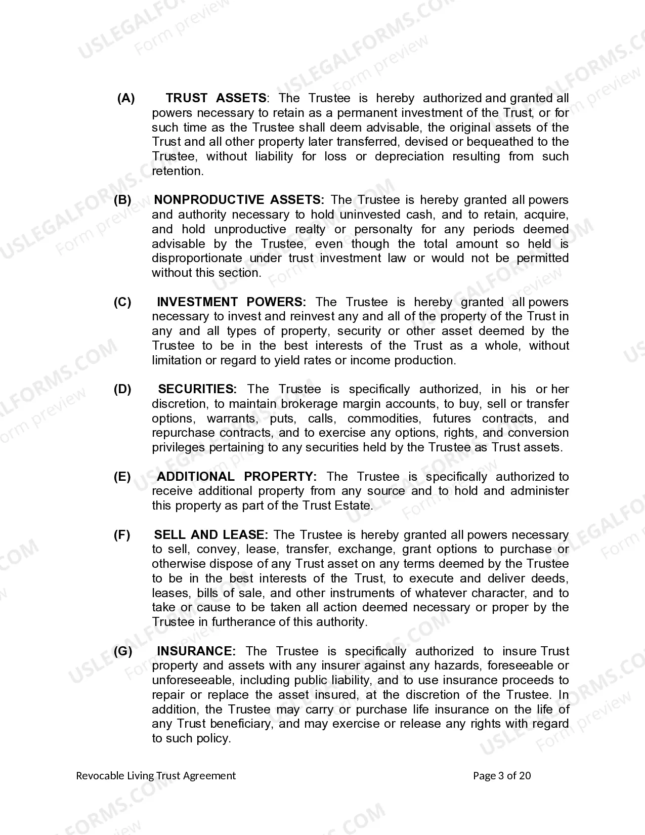 Preview Living Trust for individual, Who is Single, Divorced or Widow (or Widower) with Children