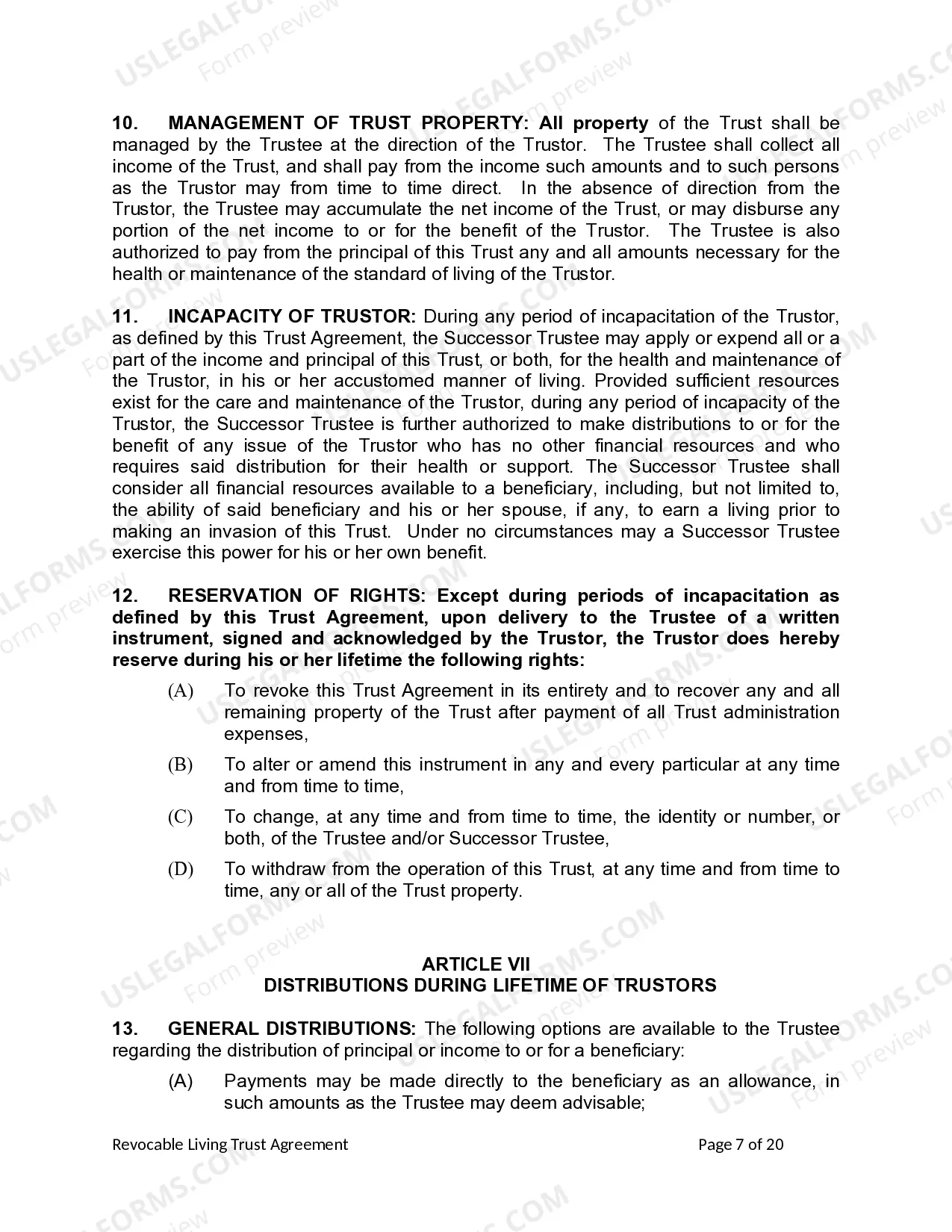 Preview Living Trust for individual, Who is Single, Divorced or Widow (or Widower) with Children