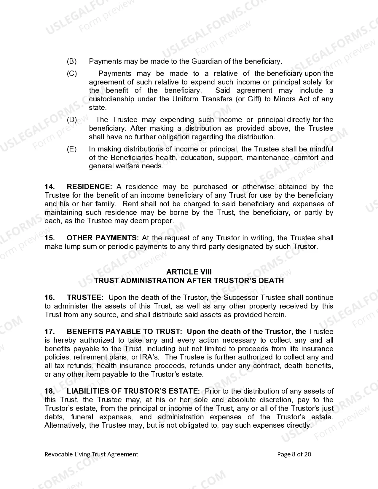 Preview Living Trust for individual, Who is Single, Divorced or Widow (or Widower) with Children