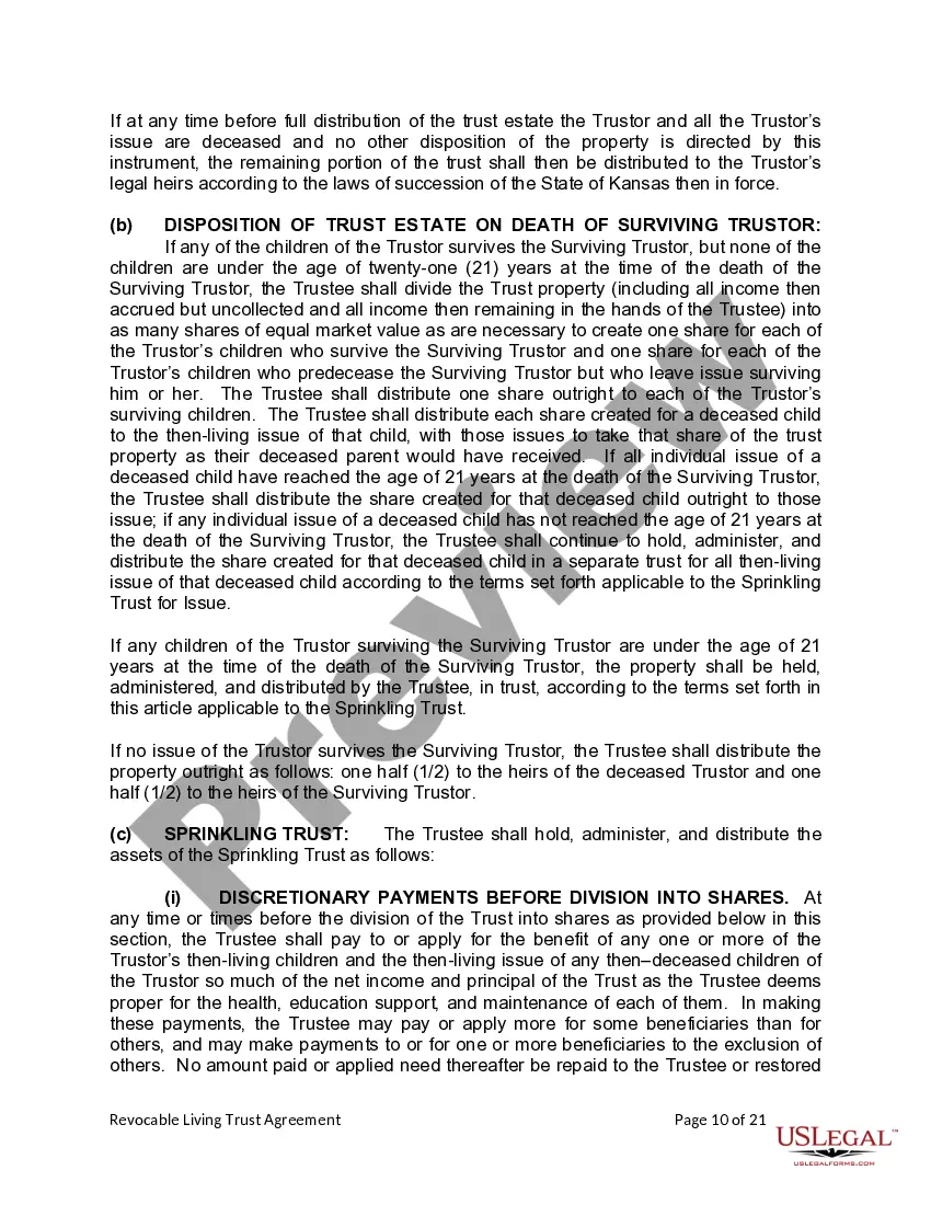 Preview Living Trust for Husband and Wife with Minor and or Adult Children