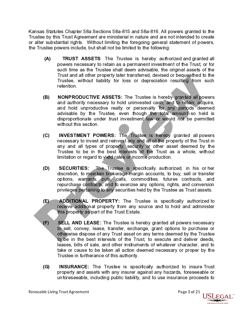 Preview Living Trust for Husband and Wife with Minor and or Adult Children