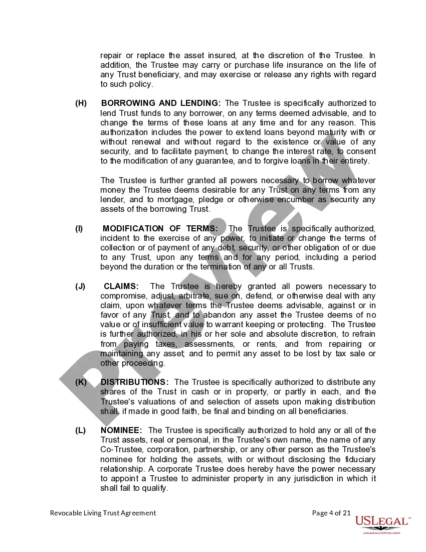 Preview Living Trust for Husband and Wife with Minor and or Adult Children