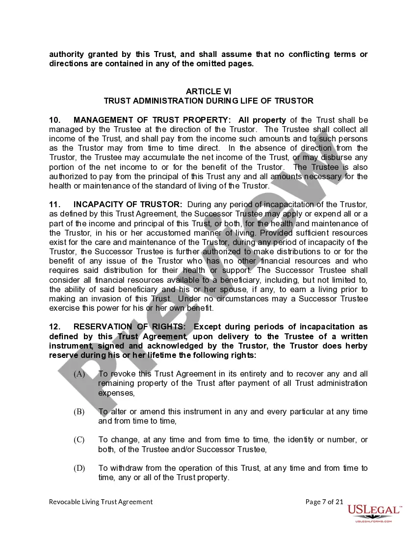 Preview Living Trust for Husband and Wife with Minor and or Adult Children