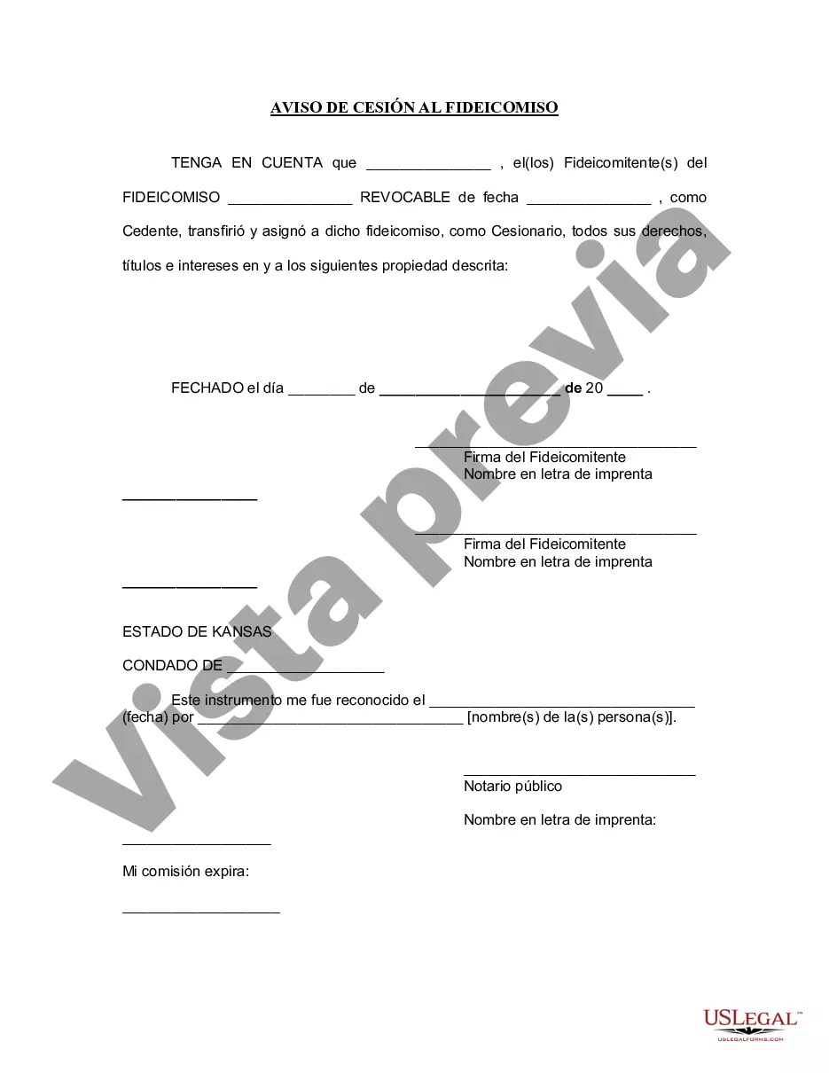 Preview Aviso de cesión a un fideicomiso en vida