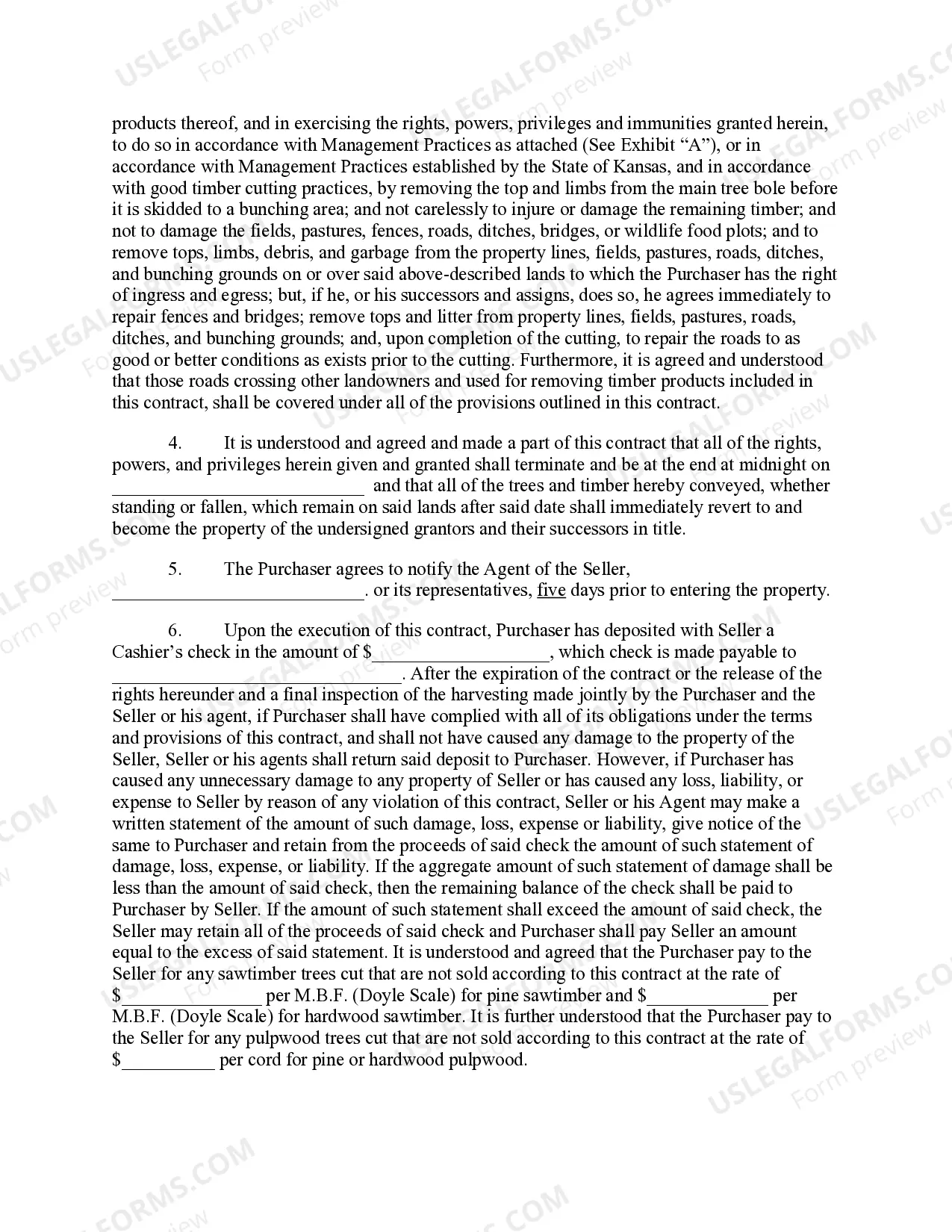 Preview Kansas Timber Sale Contract