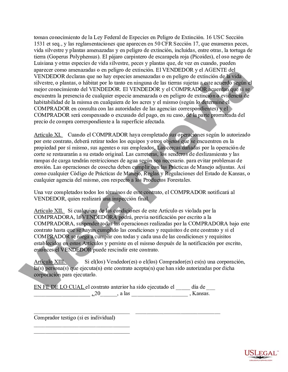Preview Contrato de venta de madera de productos forestales de Kansas