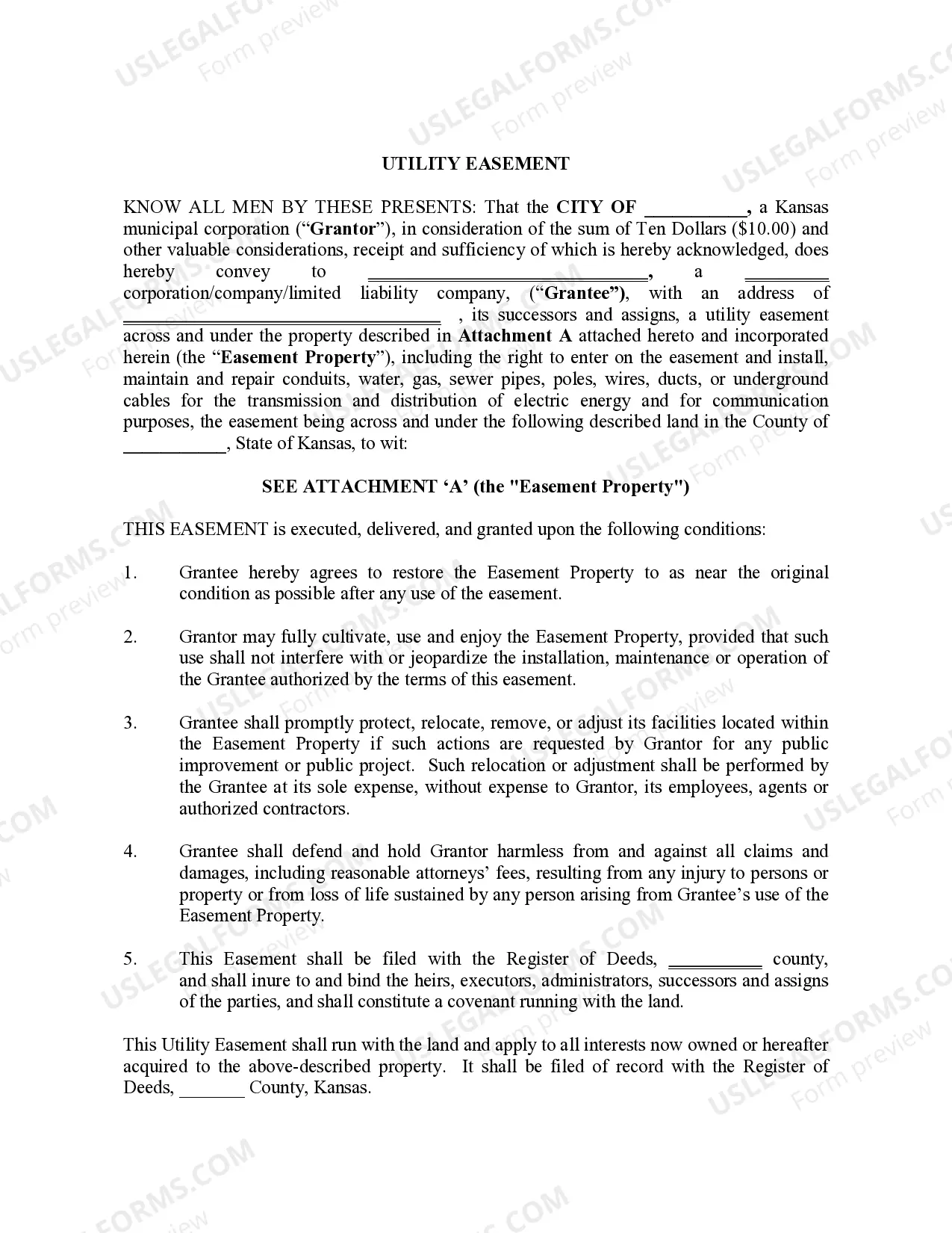 Preview Utility Easement