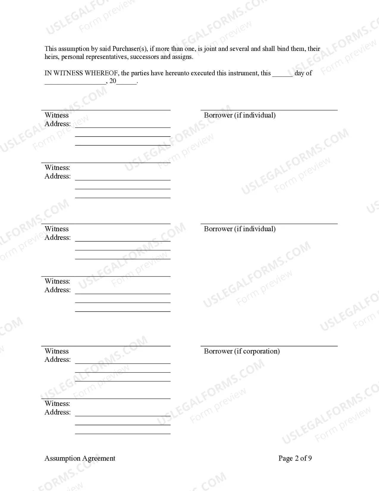 Preview Assumption Agreement of Mortgage and Release of Original Mortgagors
