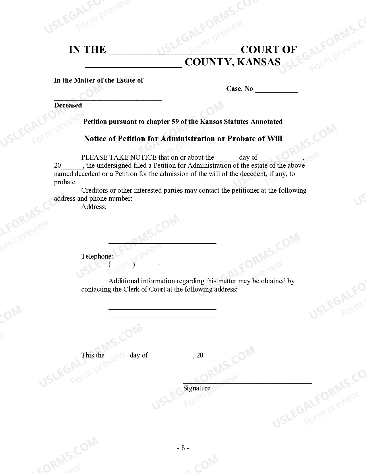 Preview Summary Administration Package for Small Estates