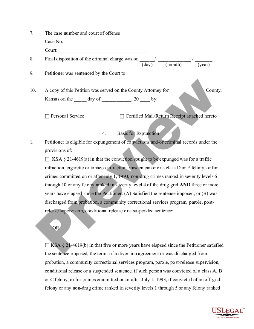 Kansas Expungement Package - Kansas Sentencing Grid | US Legal Forms