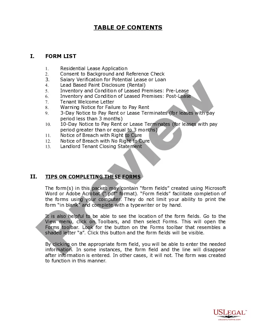 Preview Kansas Supplemental Residential Lease Forms Package