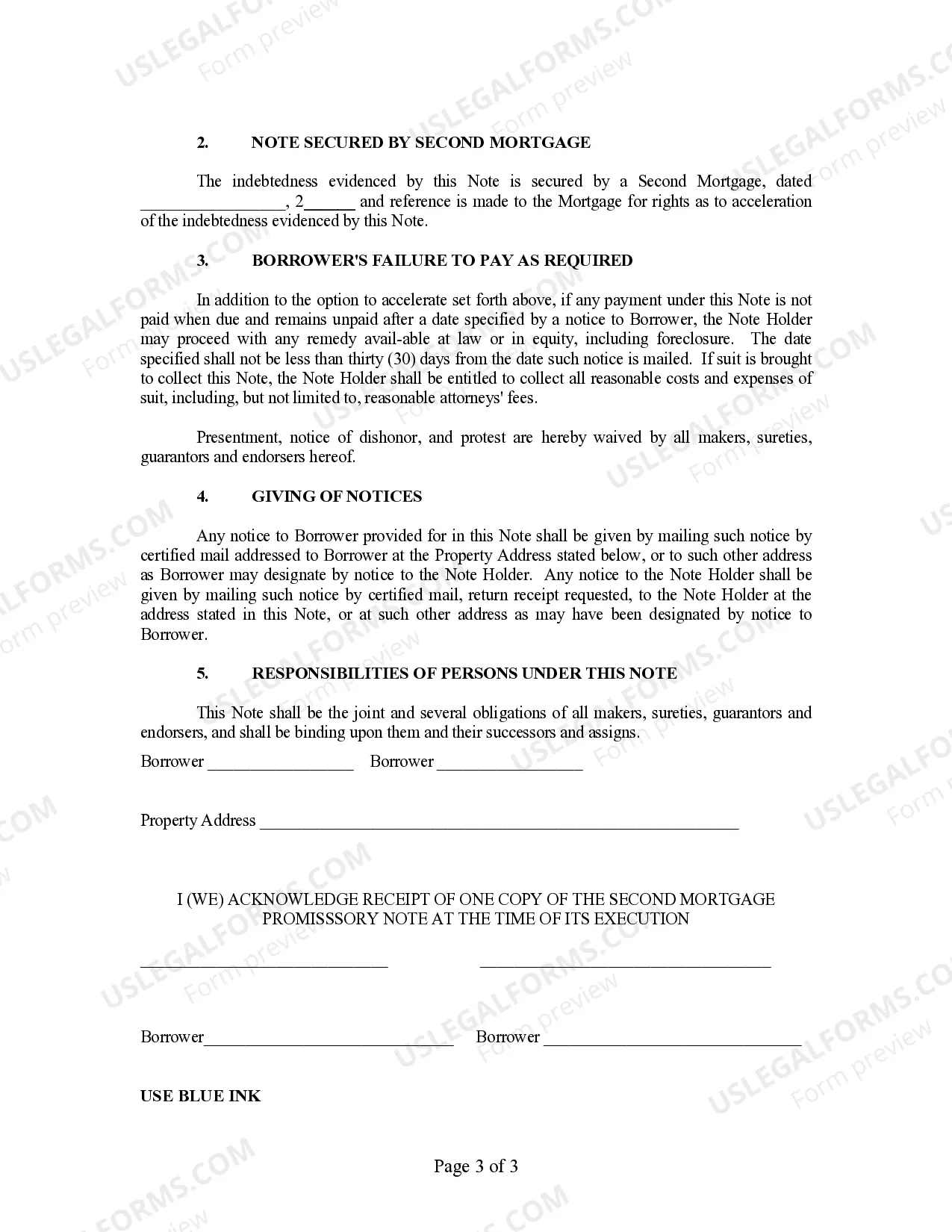Preview Second Mortgage Promissory Note