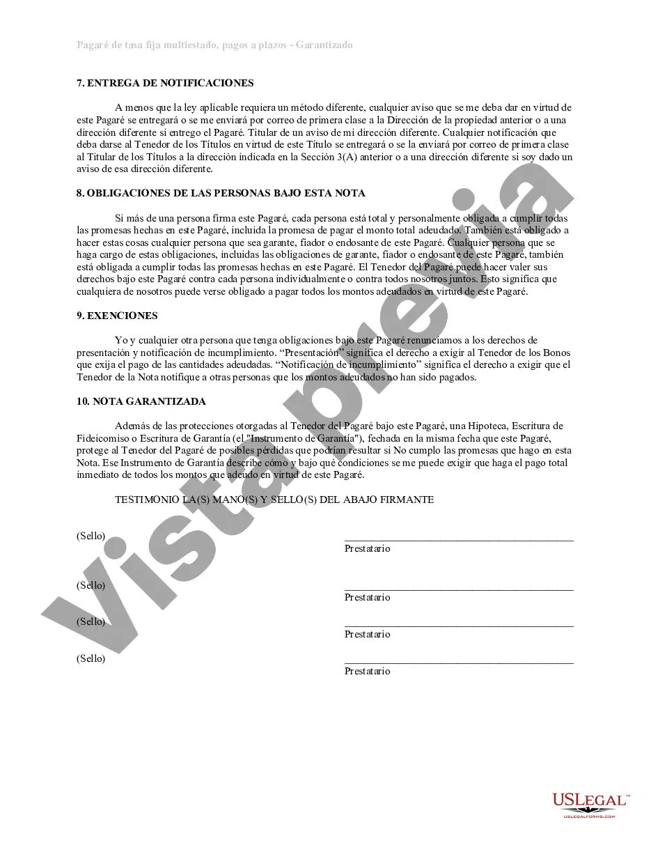 Preview Pagaré de Tasa Fija en Cuotas de Kansas Garantizado por Bienes Raíces Residenciales