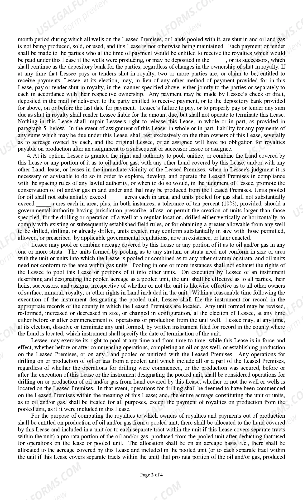 Preview Producers 88 Paid Up Lease Pooling Provision