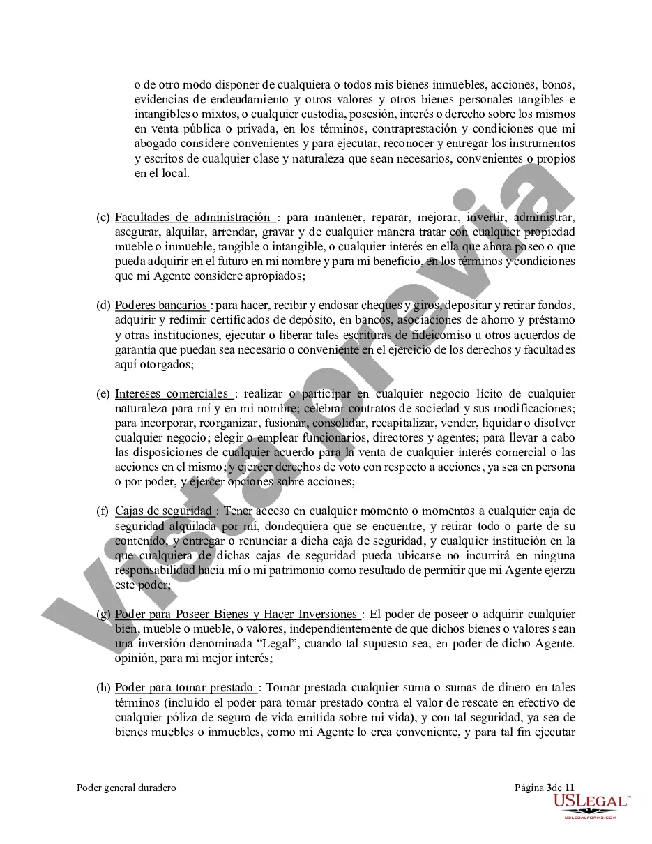 Preview Poder general duradero para la propiedad y las finanzas o efectivo financiero en caso de incapacidad