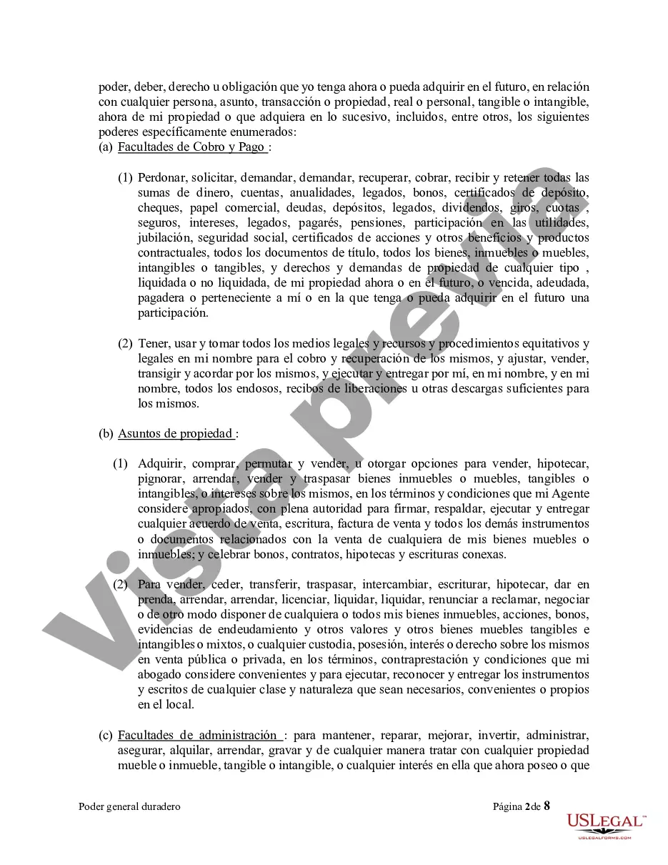 Preview Poder General Duradero para Bienes y Finanzas o Financiero Efectivo Inmediatamente