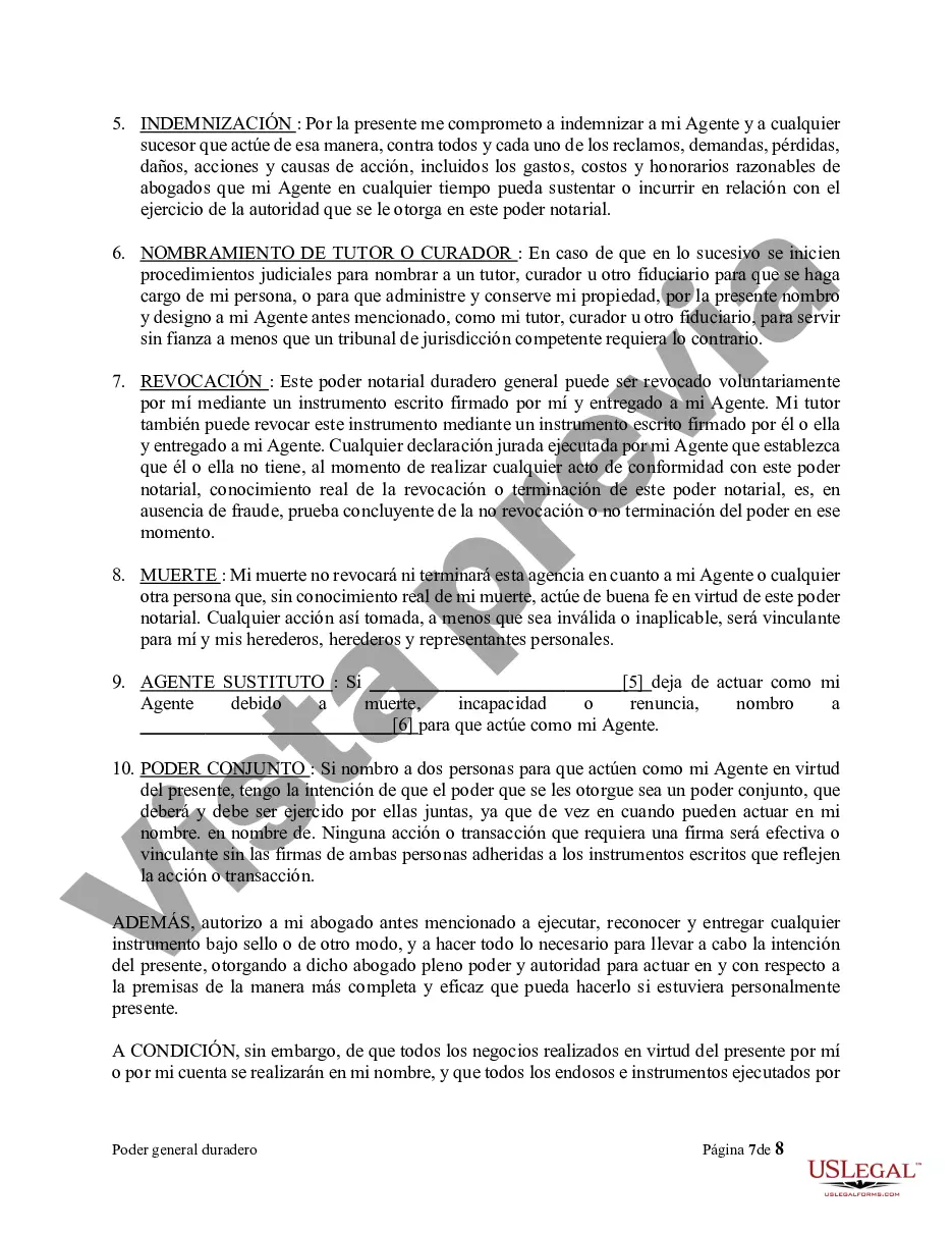 Preview Poder General Duradero para Bienes y Finanzas o Financiero Efectivo Inmediatamente