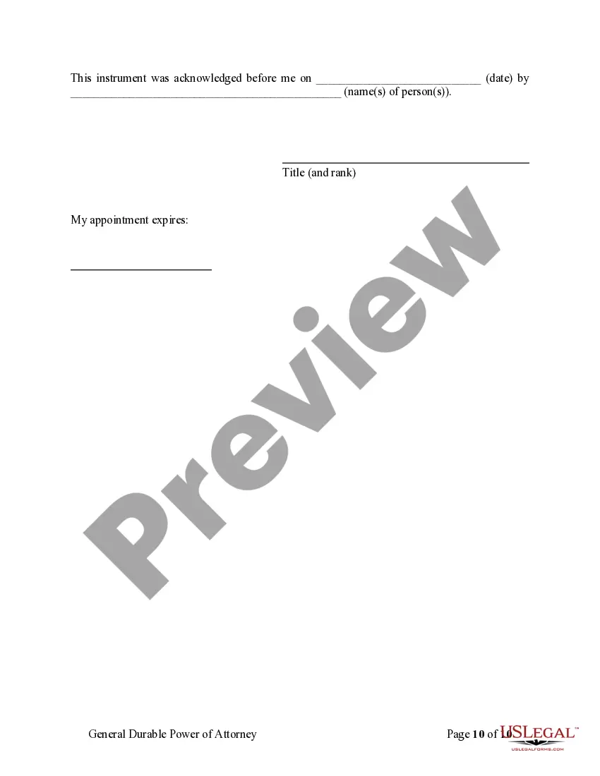 Preview General Durable Power of Attorney for Property and Finances or Financial Effective Immediately