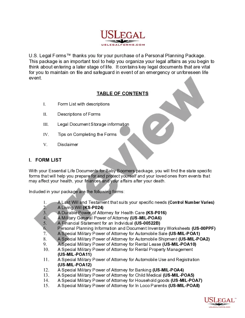 Preview Kansas Essential Legal Life Documents for Military Personnel