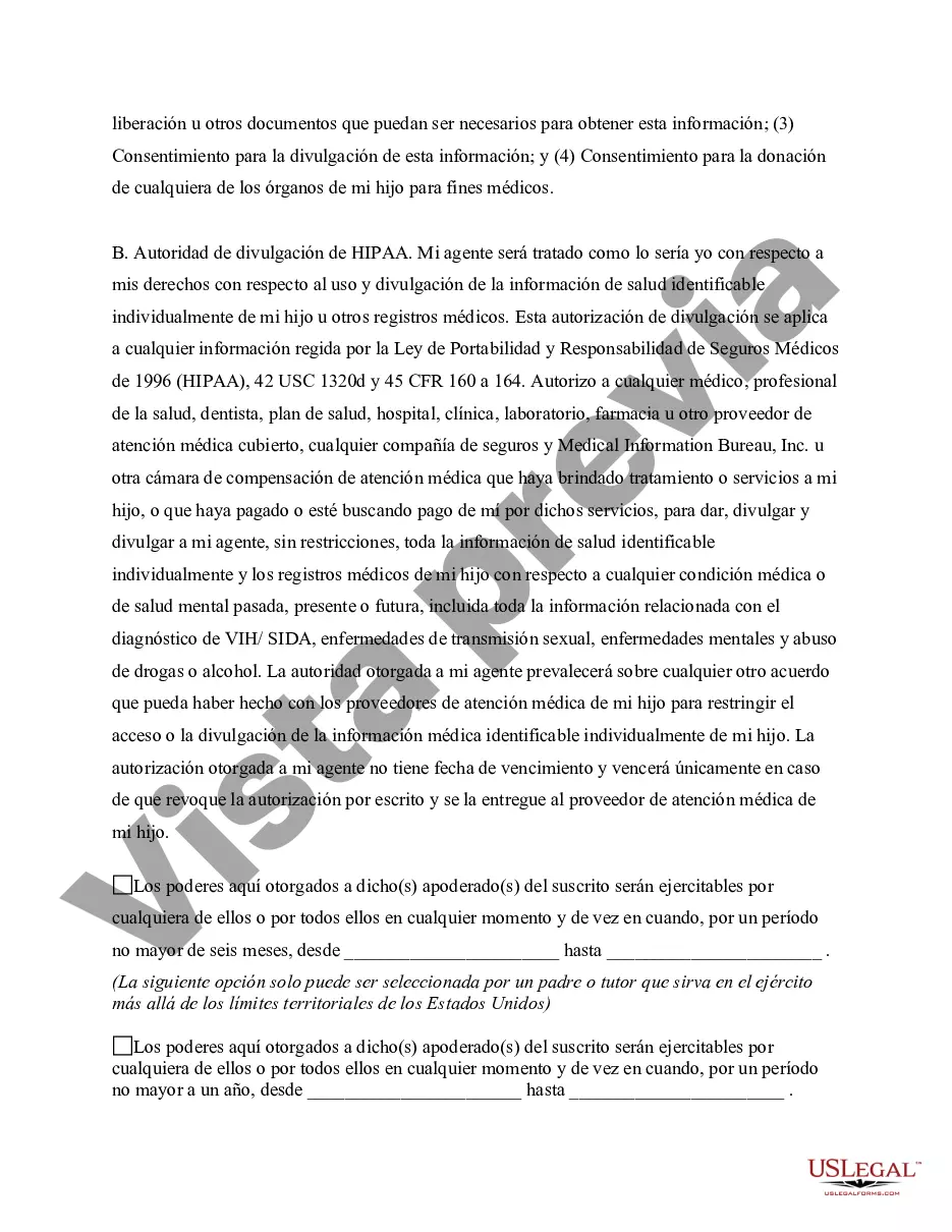 Preview Poder General para el Cuidado y Custodia del Hijo o Hijos